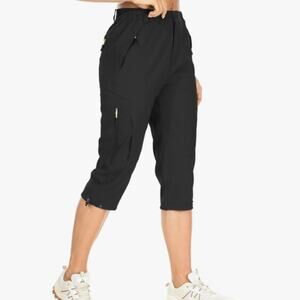 Linlon Women's Quick Dry Black Cargo Capri Pants Size 16